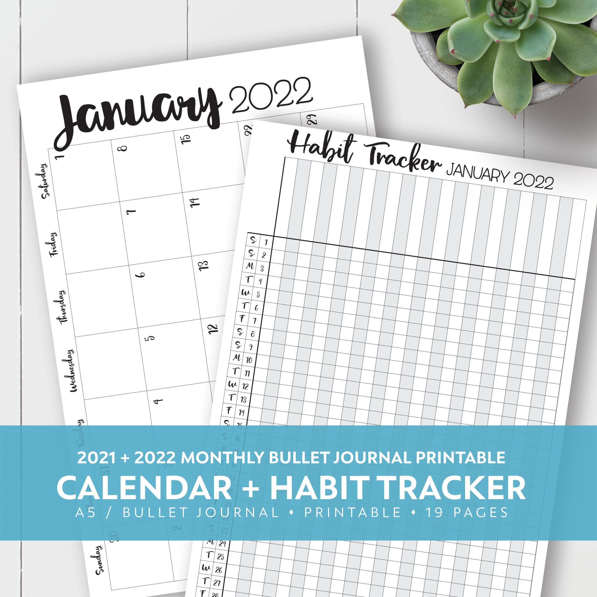 2021 2022 monthly printable calendar habit tracker kit laura kinker designs