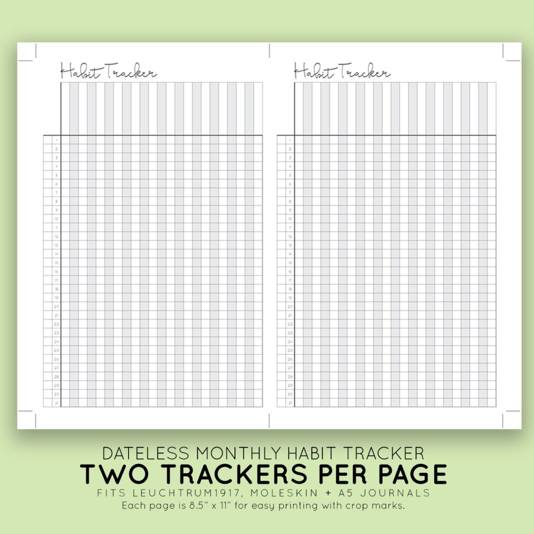 Dateless Monthly Printable Calendar + Habit Tracker Kit | Laura Kinker