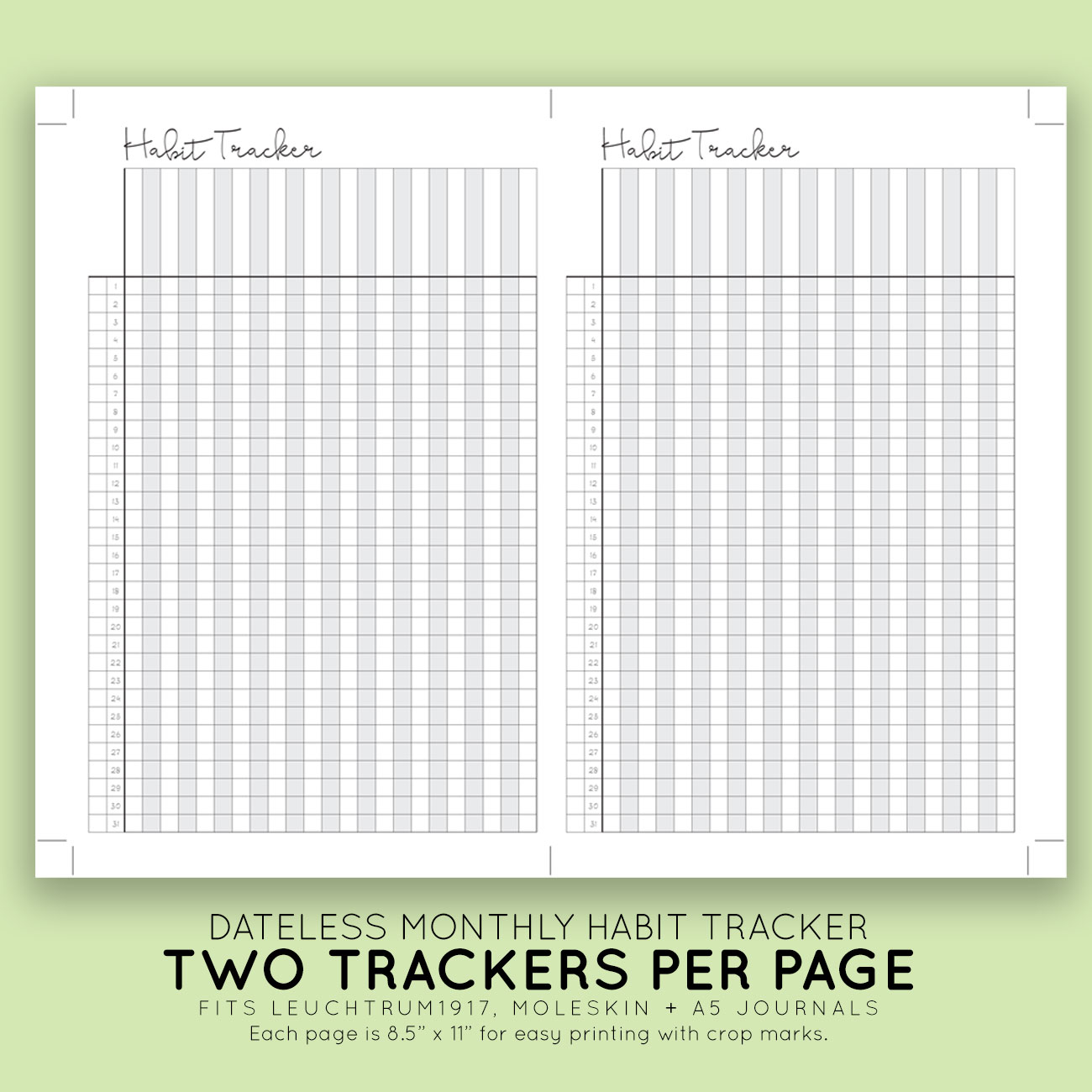 Habit Tracker Printable Set - Free Yearly & Monthly Habit Tracker