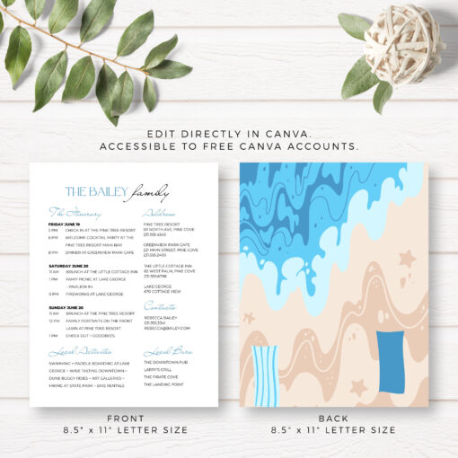 Beach Family Reunion Editable Customizable Event Itinerary + Details - Image 3