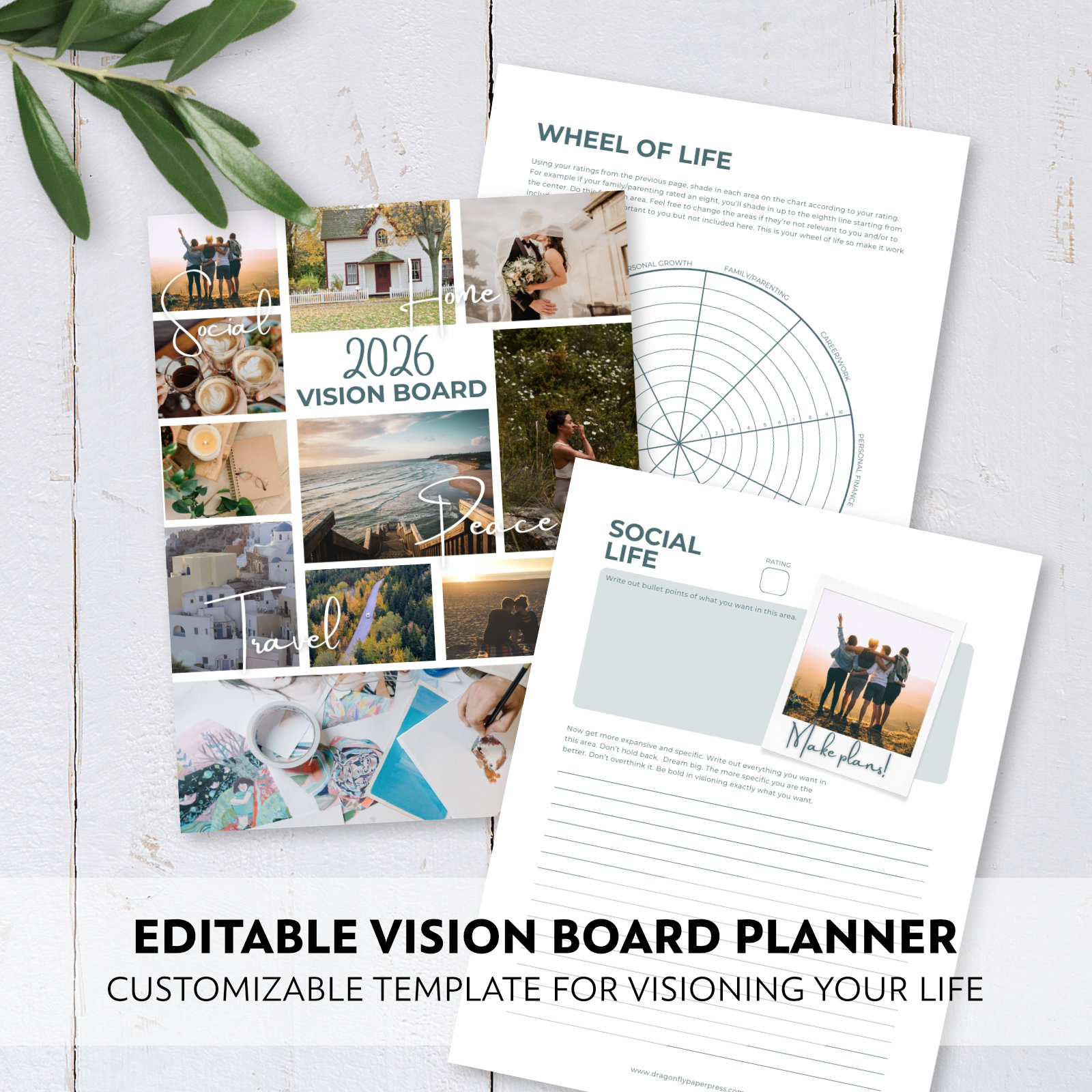 Editable Printable Vision Board Planner